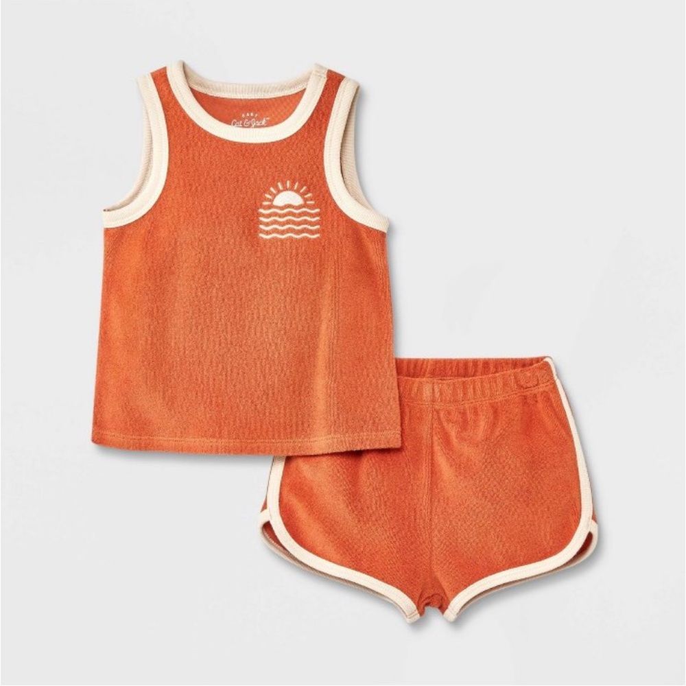 Orange tank top and shorts 0-3 months
